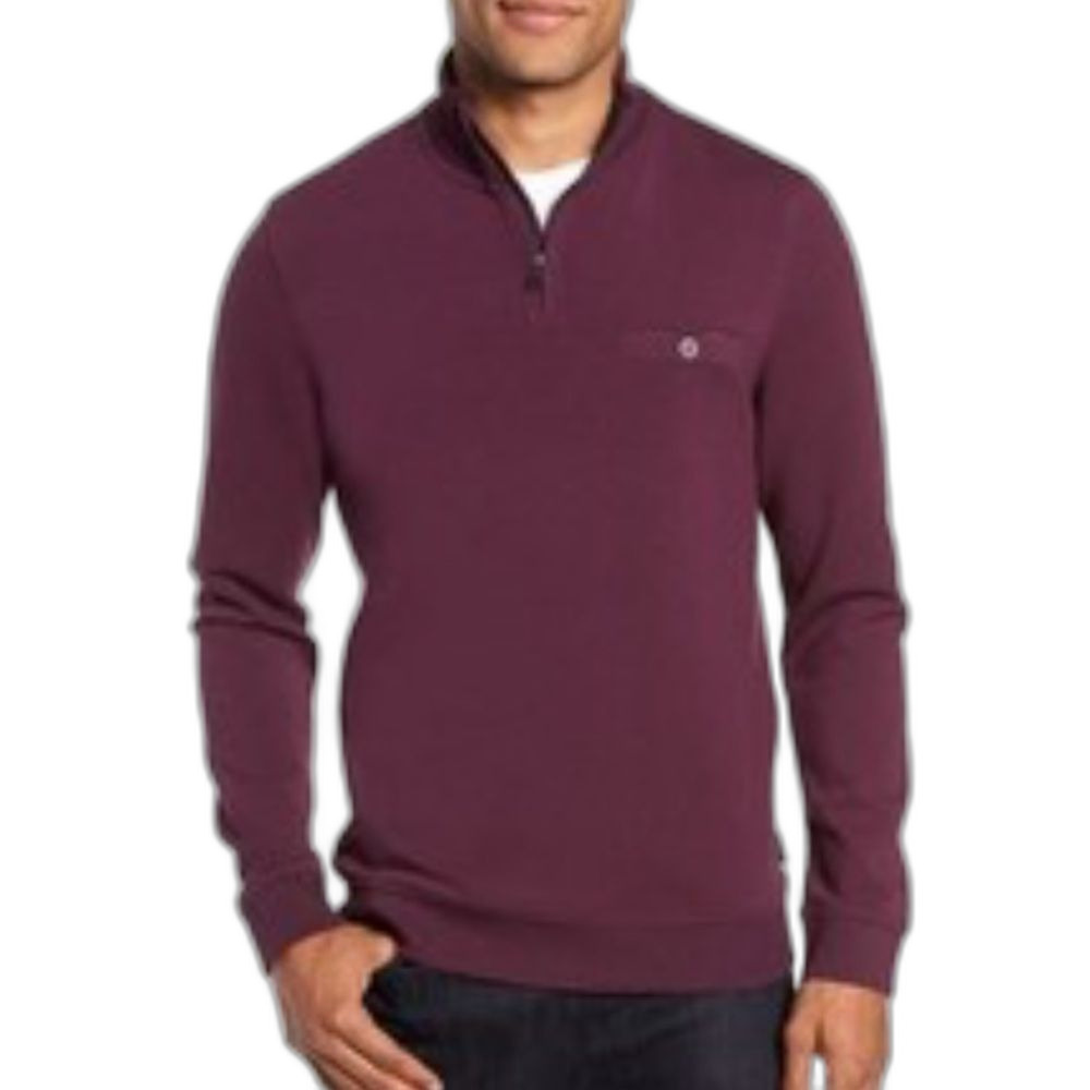 Ted Baker London Men's Burgundy 1/4 Zip Long Sleeve Pullover Shirt Size 5/US XL